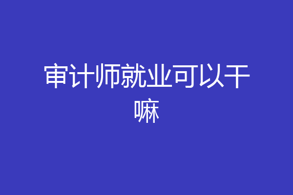 审计师就业可以干嘛