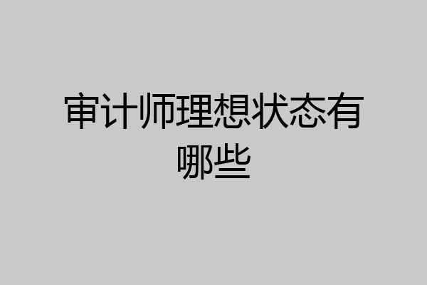 审计师理想状态有哪些