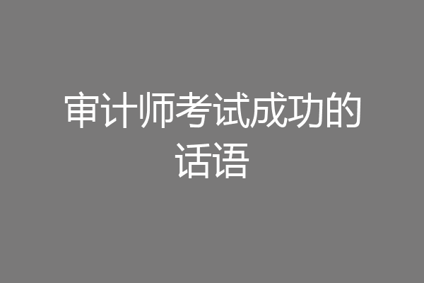 审计师考试成功的话语