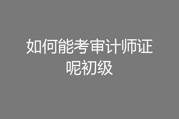 如何能考审计师证呢初级