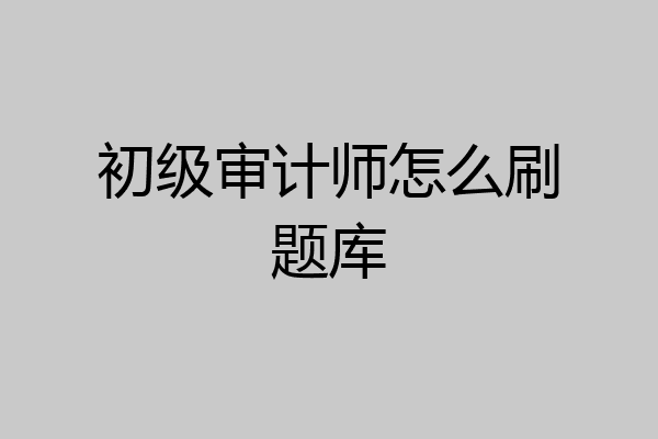 初级审计师怎么刷题库