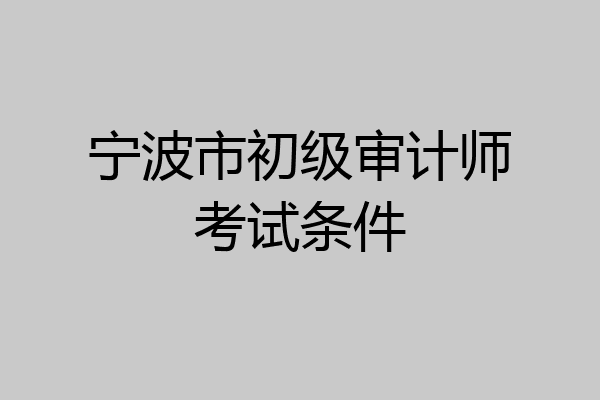宁波市初级审计师考试条件