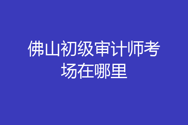 佛山初级审计师考场在哪里