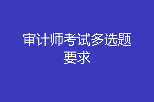 审计师考试多选题要求