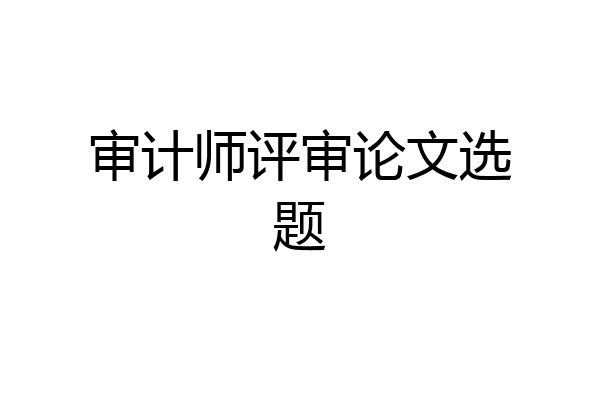 审计师评审论文选题
