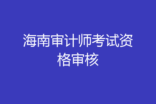 海南审计师考试资格审核