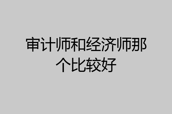审计师和经济师那个比较好