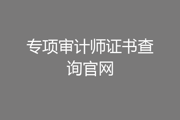 专项审计师证书查询官网