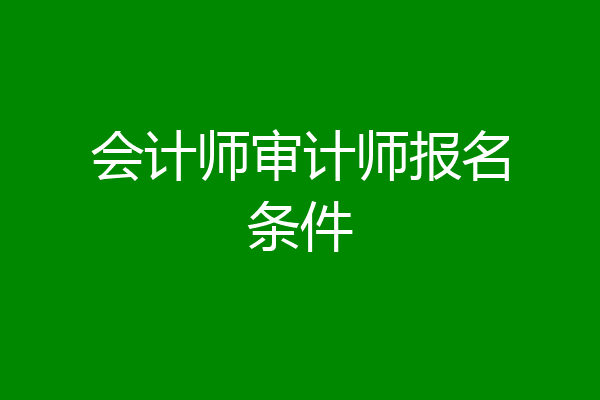 会计师审计师报名条件
