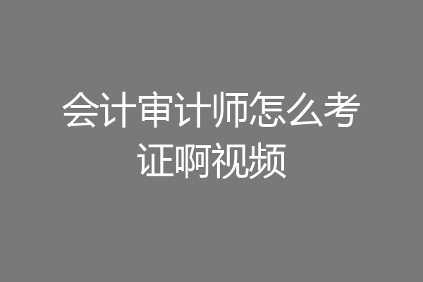 会计审计师怎么考证啊视频