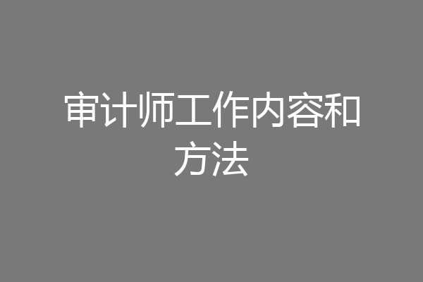 审计师工作内容和方法