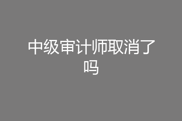 中级审计师取消了吗