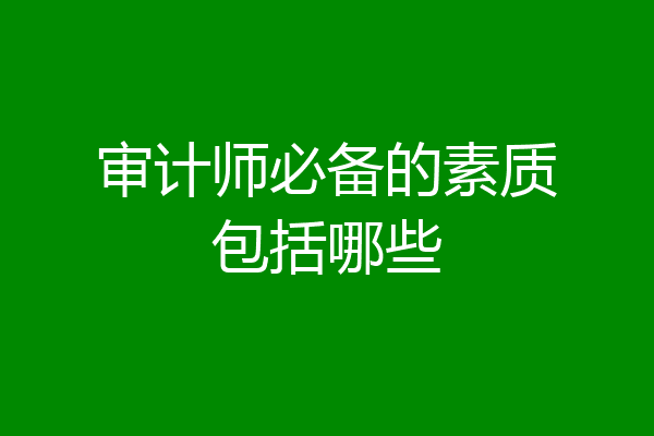 审计师必备的素质包括哪些
