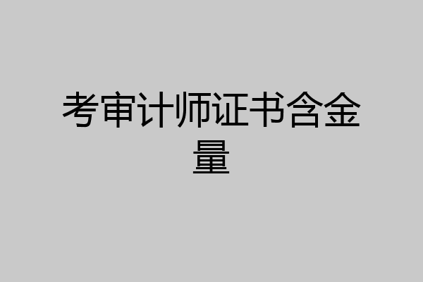 考审计师证书含金量
