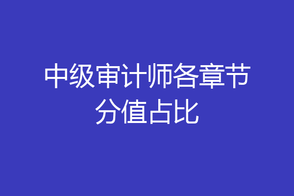 中级审计师各章节分值占比