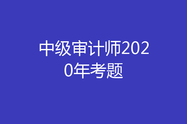 中级审计师2020年考题