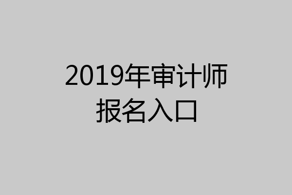 2019年审计师报名入口