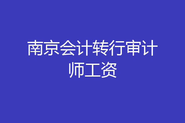 南京会计转行审计师工资