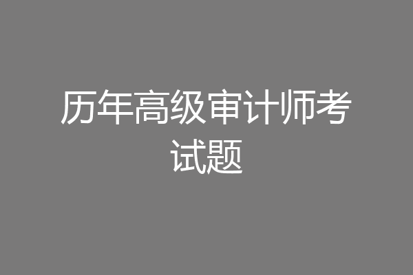 历年高级审计师考试题