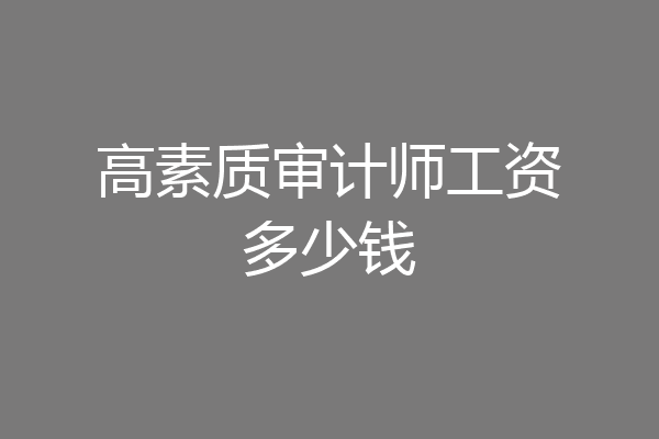 高素质审计师工资多少钱