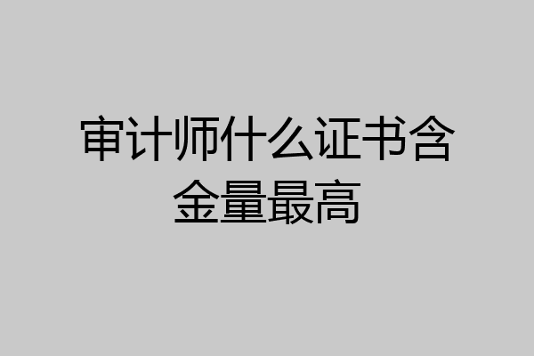 审计师什么证书含金量最高