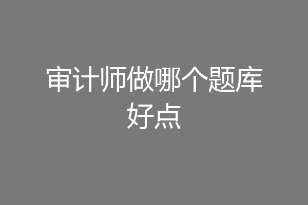 审计师做哪个题库好点
