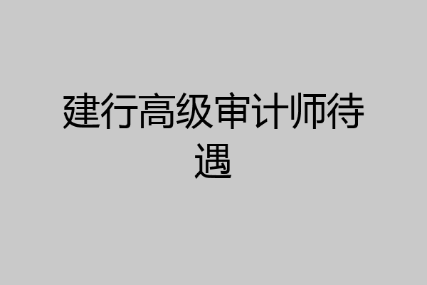 建行高级审计师待遇
