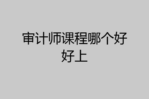 审计师课程哪个好好上