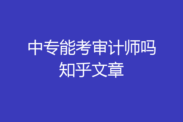 中专能考审计师吗知乎文章