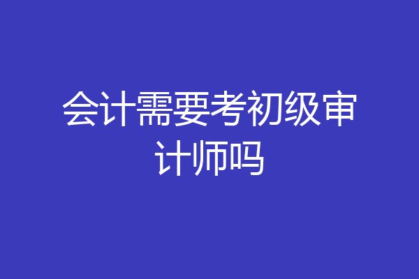 会计需要考初级审计师吗