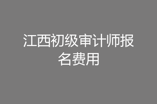 江西初级审计师报名费用