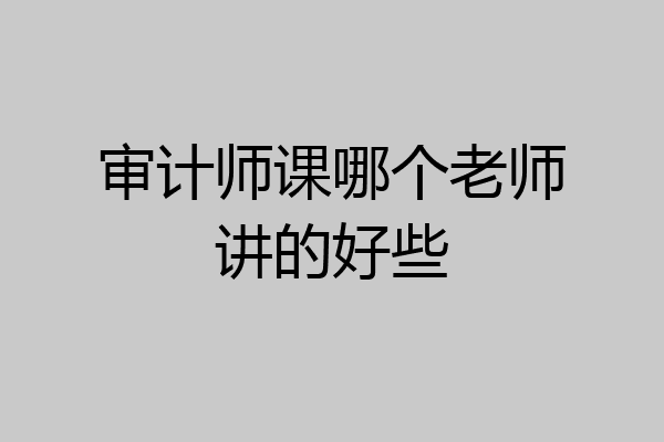 审计师课哪个老师讲的好些