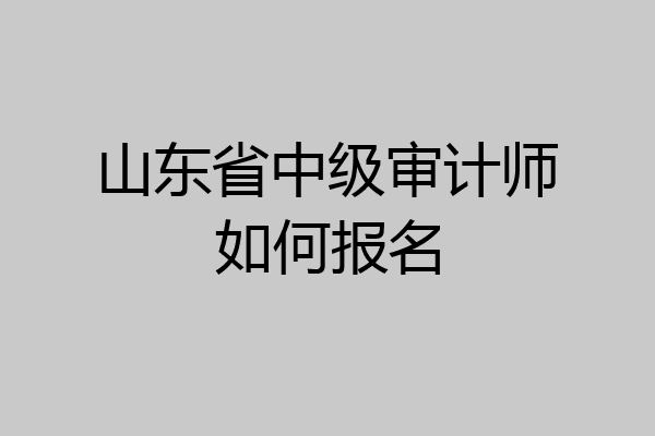 山东省中级审计师如何报名