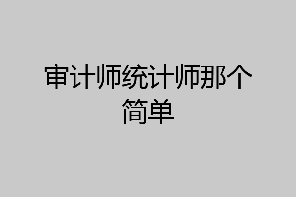 审计师统计师那个简单