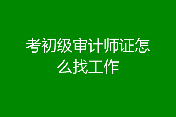 考初级审计师证怎么找工作