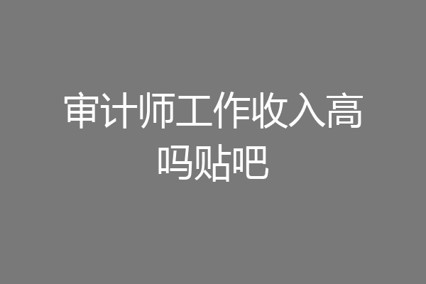 审计师工作收入高吗贴吧