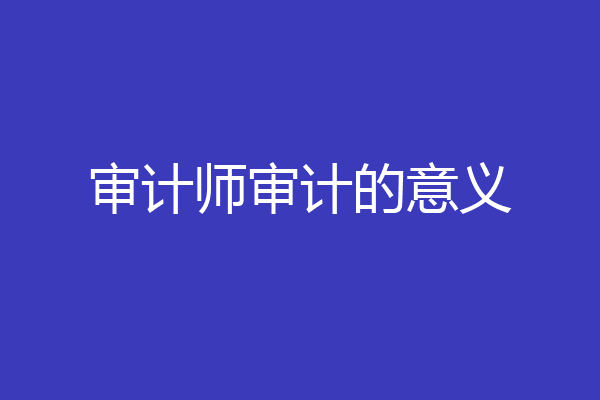 审计师审计的意义
