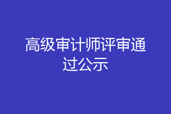 高级审计师评审通过公示