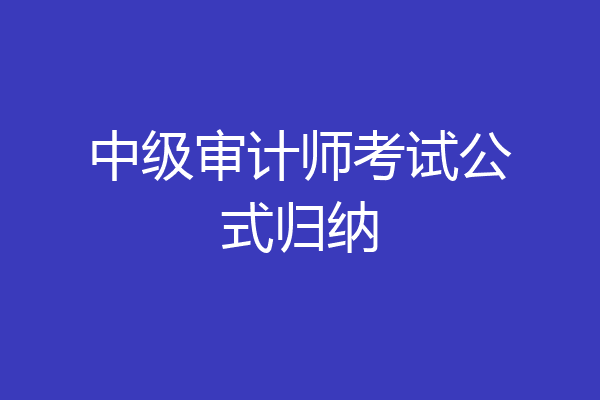 中级审计师考试公式归纳