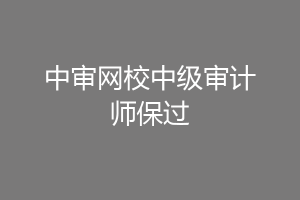 中审网校中级审计师保过