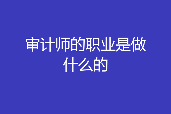 审计师的职业是做什么的