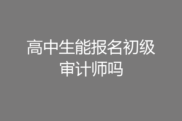 高中生能报名初级审计师吗