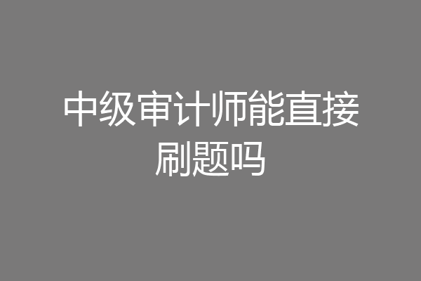 中级审计师能直接刷题吗
