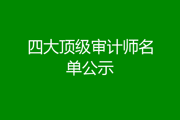 四大顶级审计师名单公示