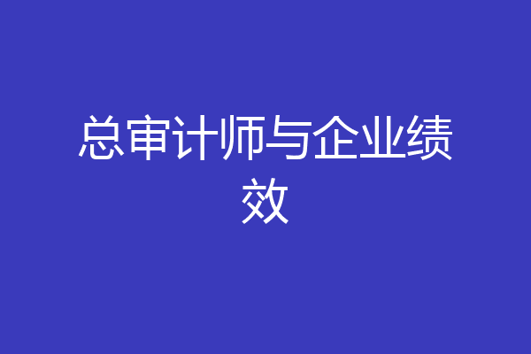 总审计师与企业绩效