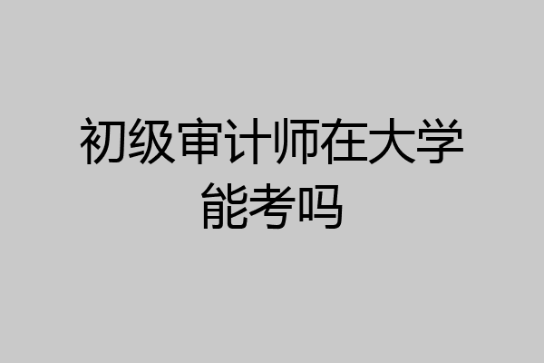 初级审计师在大学能考吗