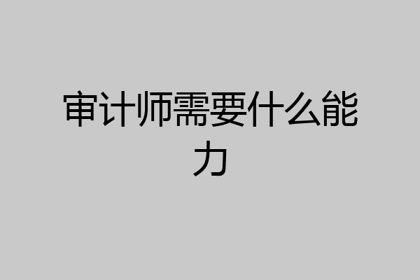 审计师需要什么能力