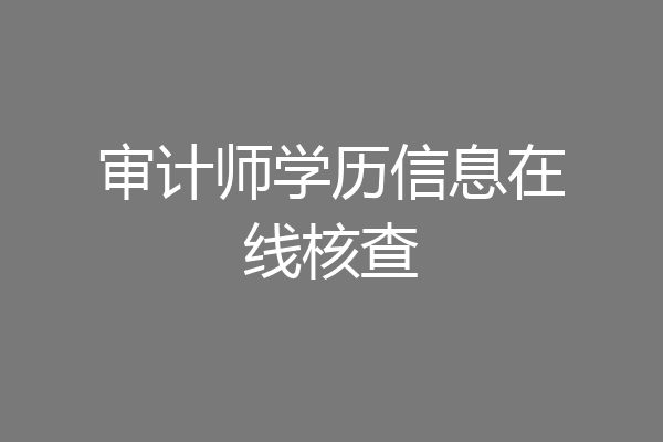 审计师学历信息在线核查