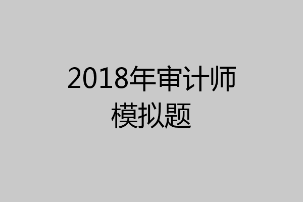2018年审计师模拟题