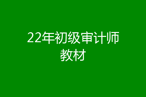 22年初级审计师教材